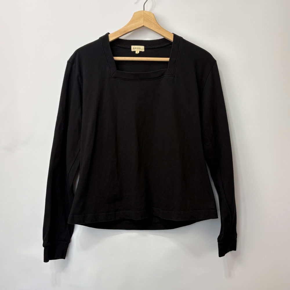 DONNI. Black Jersey Square Neck Long Sleeve Size XS - Picture 11 of 11